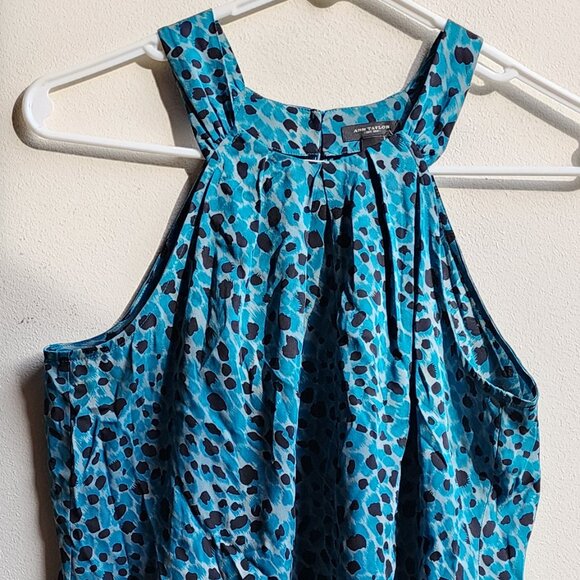 NWOT Ann Taylor Blue/Black Abstract Animal Print Halter Top Size 0 - Picture 5 of 15